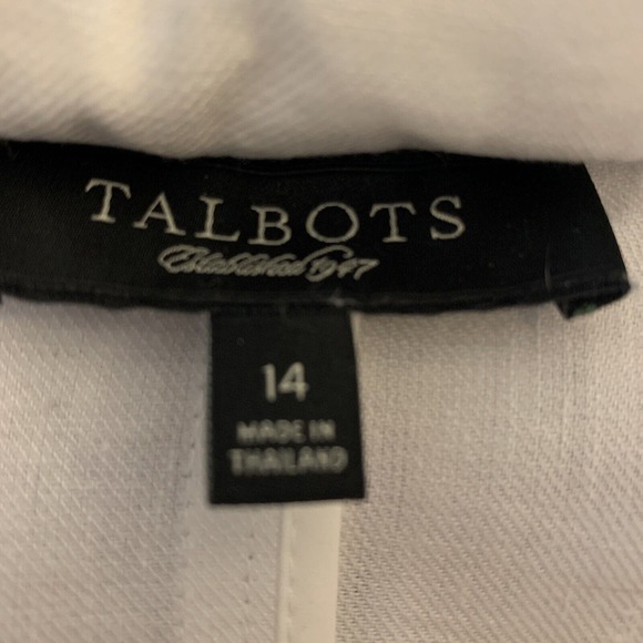 Talbots Women’s Grace Fit 100% Linen Full Zip Jacket w/Optional Hood Sz 14 White - Picture 3 of 16